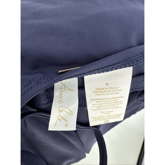 Anne Cole Women’s Size 8 Navy Blue HIGH Halter Neck ONE Piece Swimsuit - Picture 3 of 4